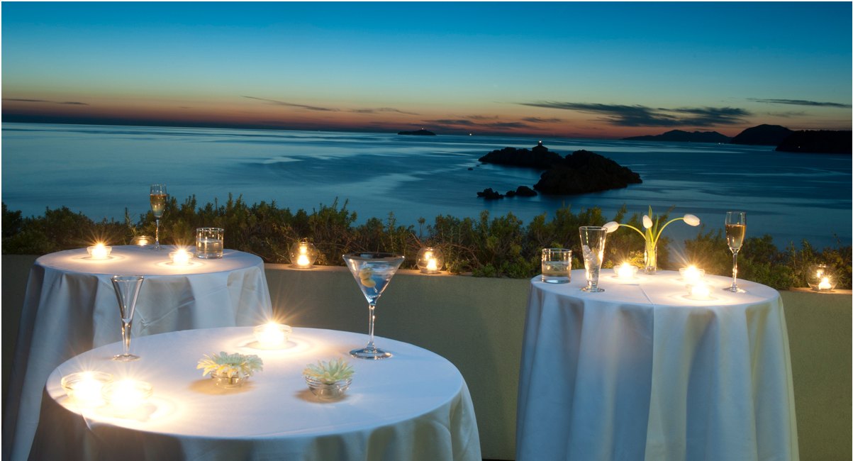 Evening terrace overlooking the sea