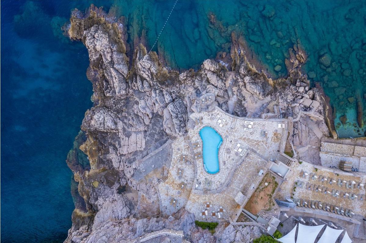 Rock pool and Adriatic sea at Dubrovnik Palace