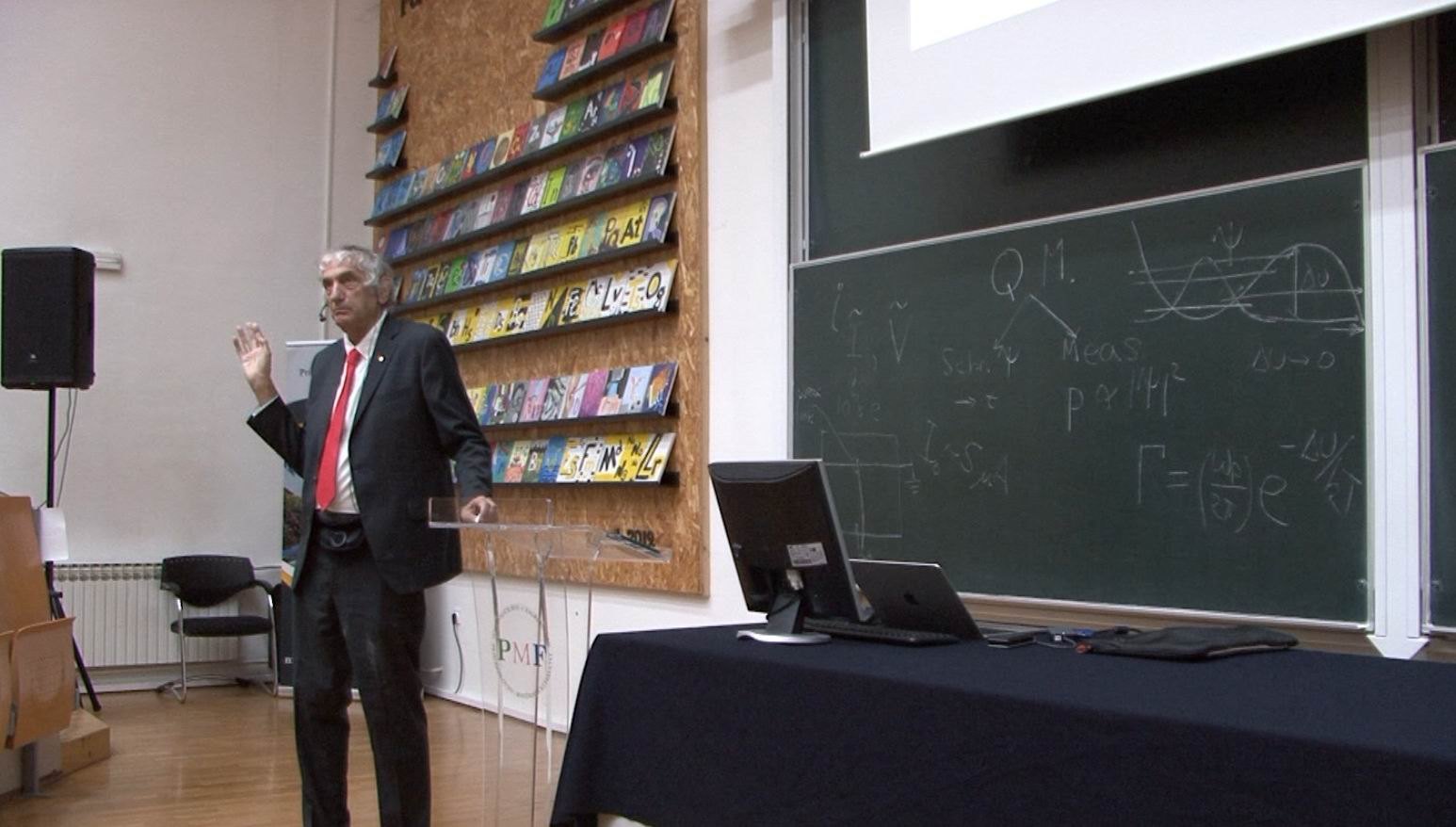 John Martinis at the blackboard at PMF Zagreb